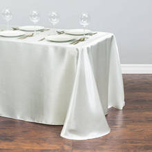 Toalhas de mesa retangulares de cetim, toalhas para casamento, festas, aniversários, decoração, 145x320cm, branco/preto 2024 - compre barato