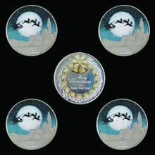 5PCS Merry Christmas Snowman Deer Silver Commemorative 1.57"*0.12" Coin Collectibles With Coin Capsule 2024 - buy cheap