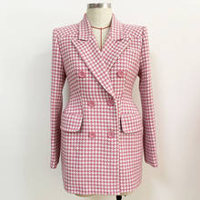 Женское твидовое пальто, розовое шерстяное пальто в стиле «гусиные лапки», Осень-зима 2021 2024 - купить недорого