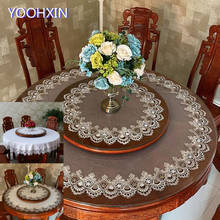 Elegant lace round Transparent Tablecloth embroidery flower kitchen Table Cover cloth dining Christmas Wedding party decor 2024 - buy cheap