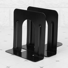 1 Pair Simple Style Metal Bookends Iron Support Holder Non-skid Desk Book Stands Black Color 2024 - buy cheap