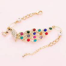 Gold Color Colorful Crystal Peacock Bracelet Link Chain Bangle For Elegant Women Jewelry Accessories Gift 2024 - buy cheap
