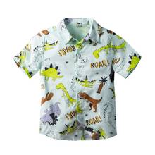 Рубашка для мальчиков, на возраст 0-7 лет, с принтом динозавра 2024 - купить недорого