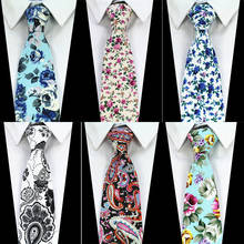 Ricnais Fashion 8cm Cotton Tie For Mens Business Wedding Necktie Bule Red Print Paisley Floral Gravata Accessories Neck Ties 2024 - buy cheap
