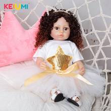 Keiumi-boneca baby reborn, corpo inteiro, silicone, vinil, reborn, cabelo cacheado, realista, 55 cm, para crianças, presentes 2024 - compre barato