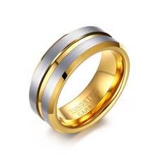 8MM Wide Gold Tungsten Carbide Wedding Ring For Women Trendy Groove Rings Wedding Bands USA Size 2024 - buy cheap