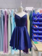 Classic Blue satin lace 2022 dress new luckgirls Embroidery print V-neck knee-length beauty Party Homecoming Dresses 2024 - buy cheap