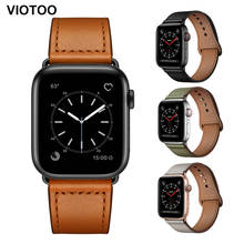 Viotoo Luxury Brown Men Genuine Leather Band Strap For Apple Watch 5 4 42mm 44mm 44 mm 40 mm 38mm watch bands women For iwatch 2024 - buy cheap