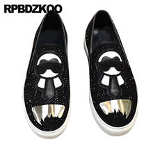 Flats Suede Animal Print Casual Embroidery Shoes Plus Size Rhinestone Men Loafers Luxury Brand Stud Metal Toe Crown Snake Rivet 2024 - buy cheap