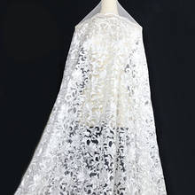 Lindo vestido de casamento bordado de malhas, flores brancas e francesas, tecido de renda 91x130cm, novo, 2020 2024 - compre barato