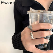 Foxanry anéis de prata esterlina 925 minimalista, para mulheres, nova moda, vintage, linha de enrolamento, geométrico, tailandês, joias de festa, presente 2024 - compre barato