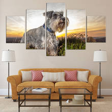 Schnauzer Estándar Moderno lienzo 5 unids/set Animal paisaje pintura Modular cartel cuadro habitación casa Marco de decoración 2024 - compra barato