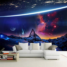 Papel de parede com foto personalizada 3d, pôster moderno para decoração de parede do quarto sala de estar, universo, céu estrelado 2024 - compre barato