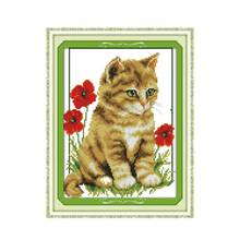 Набор для вышивки крестиком Joy Sunday с изображением котенка и мака, 14 шт., Китайская вышивка 2024 - купить недорого