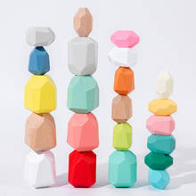 Diy montessori jogo de madeira brinquedos macaron arco-íris bloco de construção de pedra de madeira brinquedo educativo criativo jogo de empilhamento equilibrado 2024 - compre barato