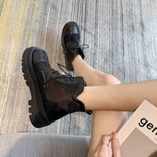 Booties Ladies Lace Up Luxury Designer Lolita Black 2021 Rubber Flat  zapatillas mujer Women Shoes Autumn Boots-women