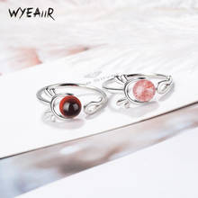 WYEAIIR Garnet Strawberry Crystal Antlers Mini Cute Fresh Sweet 925 Sterling Silver Female Resizable Opening Rings 2024 - buy cheap