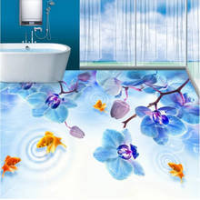 Grande papel de parede personalizado 3d, piso de borboleta azul orquídea dourado hidromassagem banheiro 3d pisos telhas обои 2024 - compre barato