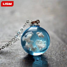 Chic Transparent Resin Round Ball Moon Pendant Necklace Women Blue Sky White Cloud Chain Necklace Ladies Girls Fashion Jewelry 2024 - buy cheap