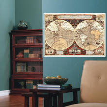 90*60 cm o mapa do mundo do vintage arte da parede latina cartaz eco-friendly lona pintura escritório sala de estar decoração casa 2024 - compre barato