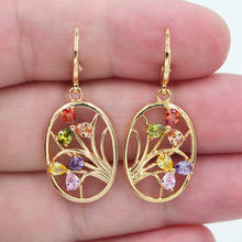 Fashion Jewelry Gold Color Colorful CZ Zircon Oval Flower Vase Dangle Earrings for Women 2024 - buy cheap