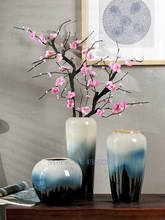 Florero de cerámica creativo, hecho a mano jarrón de estilo chino, artesanía degradada, decoración moderna para el hogar, sala de estar, jarrones de arreglo floral 2024 - compra barato
