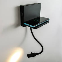 Zerouno-Lámpara de pared para dormitorio, luz de lectura para libros, función de cargador inalámbrico IQ, puerto USB, superficie de instalación, interruptor de cabecera, mesita de noche 2024 - compra barato
