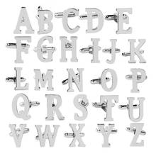 Men's Fashion A-Z Single Alphabet Cufflinks Silver Color Letter Cuff Button for Male Gentleman Shirt Wedding Cuff Links Gifts 2024 - buy cheap