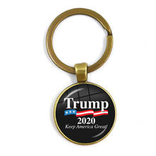 LLavero de cabujón de cristal de colección Keep America Great 2020, joyería de bronce antiguo para mujeres y hombres, soporte de Trump 2024 - compra barato