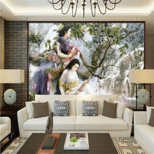 Milofi custom 3D hand-painted beauty Chinese TV sofa background wall decoration painting large wallpaper mural 2024 - buy cheap