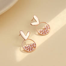 Love Heart Round Rose Gold Color Cubic Zirconia Stud Earring For Women Girls Simple Trendy Fashion Jewelry Gift SD2461 2024 - buy cheap