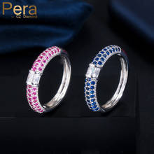 Pera Brand Designer Micro Hot Pink Blue Cubic Zirconia Luxury Round Finger Engagement Party Rings for Women Wedding Bands R130 2024 - buy cheap