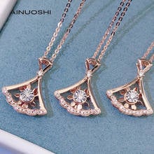 AINUOSHI 18K золото 0.065ct настоящим бриллиантом платье Танцующая Подвеска Ожерелье Модные женские блестящие украшения подарок 18'' 2024 - купить недорого