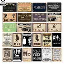 Toilet Sign Plaque Metal Vintage Bathroom Metal Sign Tin Sign Wall Decor For Toilet Bathroom Restroom 2024 - buy cheap