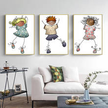 Oil Wall Painting Vintage Poster Three Dancing Kids Poster Canvas Print Painting Wall Art Living Room Home Decoration 2024 - buy cheap