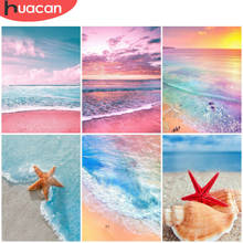 HUACAN Diamond Painting Full Drill Seaside Landscape Diamond Mosaic Sunset Cross Stitch Kits Home Art Wall Decoration 2024 - buy cheap