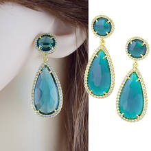 Vintage Gold Color Green Crystal Earrings for Women Wedding Party Waterdrop Statement Indian Jewelry Trendy Drop Earrings Gift 2024 - buy cheap