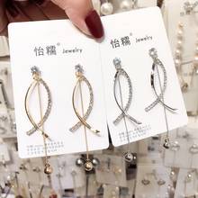 Korean Ins Minimalist Wind Geometry Spiral Earrings Female Long Super Fairy Temperament Earrings Wavy Metal Tassel Wire 2024 - buy cheap