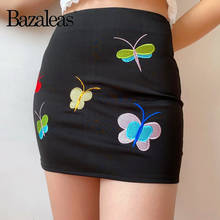 Bazaleas уличная короткая юбка с вышивкой бабочки шикарная черная трапециевидная мини-юбка повседневные женские юбки в стиле панк 2024 - купить недорого
