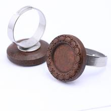5pcs fit 12mm cabochon wood ring base blanks stainless steel adjustable ring bezels diy for jewelry makings 2024 - buy cheap