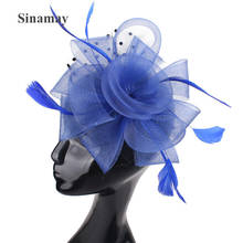 Presilhas de cabelo fascinator crinolina azul real, chapéu para mulheres, presilha de cabelo para casamento, igreja, festa, kentukie, acessórios para cabelo syf396 2024 - compre barato