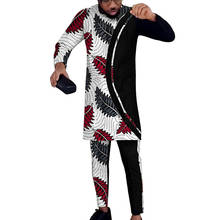 Black/Wax Mix Men's Sets Patchwork Tops+Trouser Customizd African Fashion Pant Suits Wedding Party Outfits 2024 - buy cheap