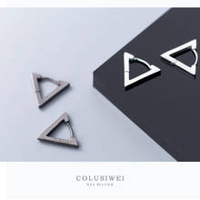 Женские серьги в форме треугольника Colusiwei, белые и черные серьги из серебра 925 пробы, простые геометрические ювелирные изделия, новинка 2020 2024 - купить недорого