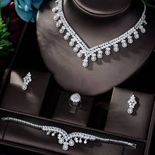 Hibride novo aaa zircon cúbico conjuntos de jóias para mulheres colar de casamento brinco anel pulseira acessórios bijoux N-1165 2024 - compre barato