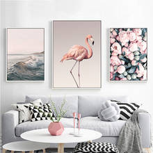 Ins estilo flor rosa flamingo mar letras em inglês, pintura decorativa moderna em tela pôster artístico para parede para sala escritório hotel decoração 2024 - compre barato