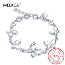 Charming borboleta padrão pulseiras real 925 prata esterlina zircônia cúbica para as mulheres feminino bonito design de casamento presentes 2024 - compre barato