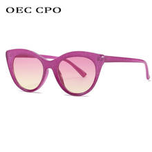 OEC CPO New Fashion Cat eye Sunglasses Women Crystal Purple Colorful Eyeglasses Female Shades Brand Designer Gafas De Sol O840 2024 - buy cheap