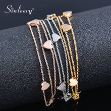 SINLEERY-cadena con forma de corazón para mujer, brazalete de 3 capas, Color oro rosa y plata, joyería de moda, SL360, SSK, 2021 2024 - compra barato