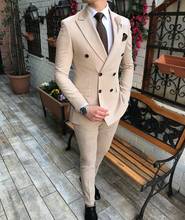 Khaki Men Suits Peaked Lapel Double Breasted Terno Masculino Costume Mariage Homme Blazer Jacket Men 2 Piece Coat+Pant 2024 - buy cheap