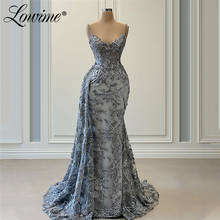 Lowime Grey Evening Gown Mermaid Party Dresses Abiye Robe De Soiree 2021 Arabic Dubai Formal Evening Dress Long Evening Wear 2024 - buy cheap